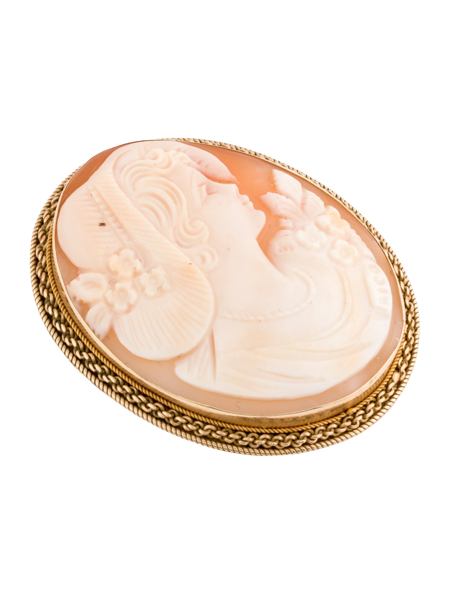 Brooch 14K Shell Cameo Brooch Pendant